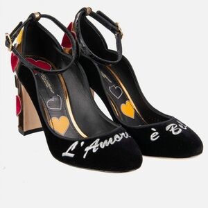 Dolce & Gabbana Amore Bellezza Velvet Ankle-Wrap Pumps